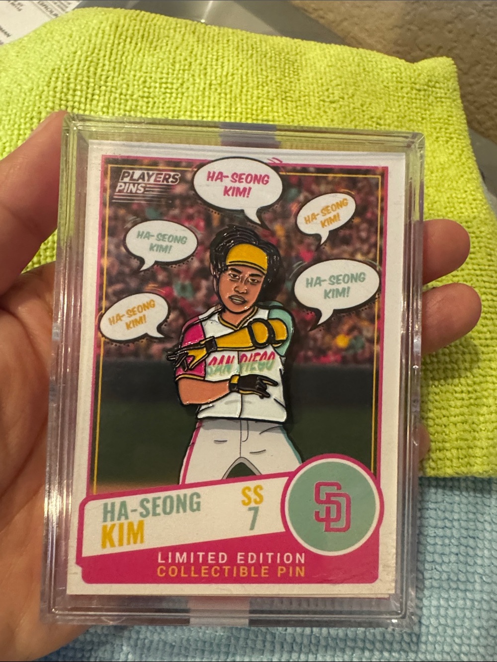 Limited Edition Ha-Seong Kim Collectible Pin – Pink & Yellow
